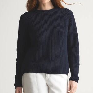 Quince Navy Fisherman Sweater